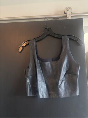 Commando Black Faux Leather Crop Tank